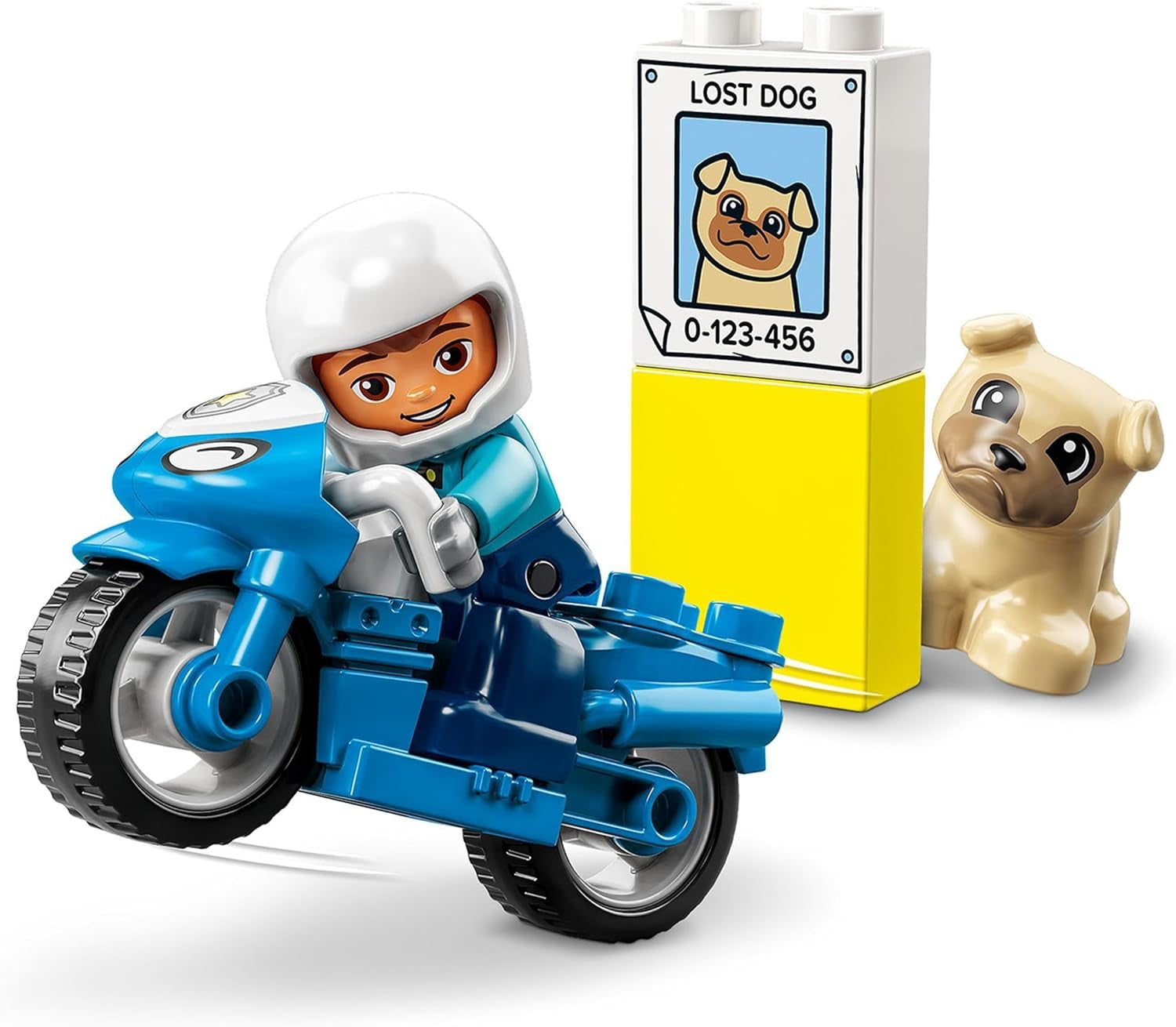 LEGO 10967 Motocicletta della polizia DUPLO, Giocattolo della polizia per bambini dai 2 anni, Giocattolo ideale per le capacità motorie dei neonati, Motocicletta giocattolo Set di costruzione Besuche den LEGO-Store