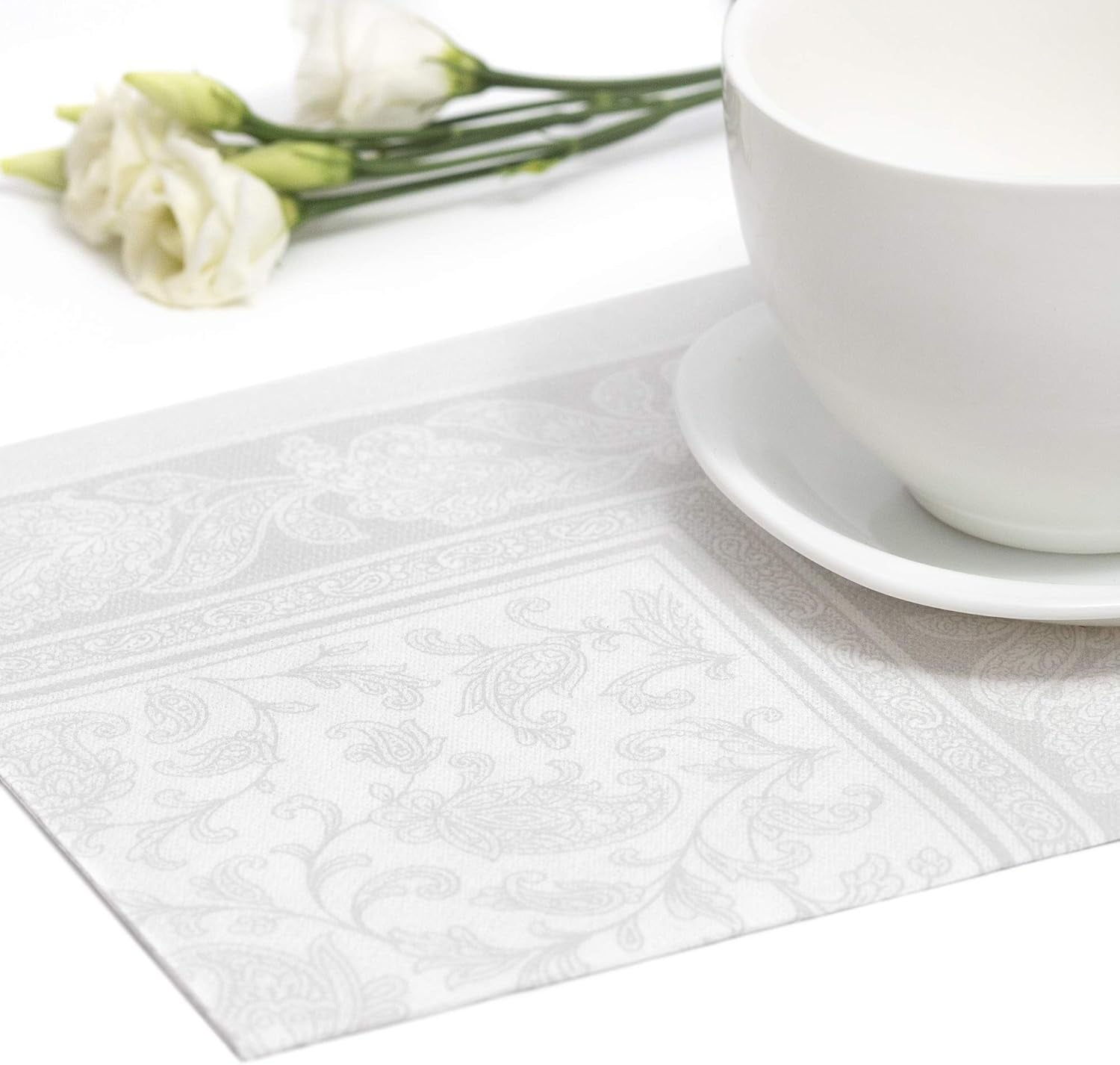 Papstar 11682 50 tovaglioli "Royal Collection" piega 1/4 40 X 40 cm "Ornamenti", bianco