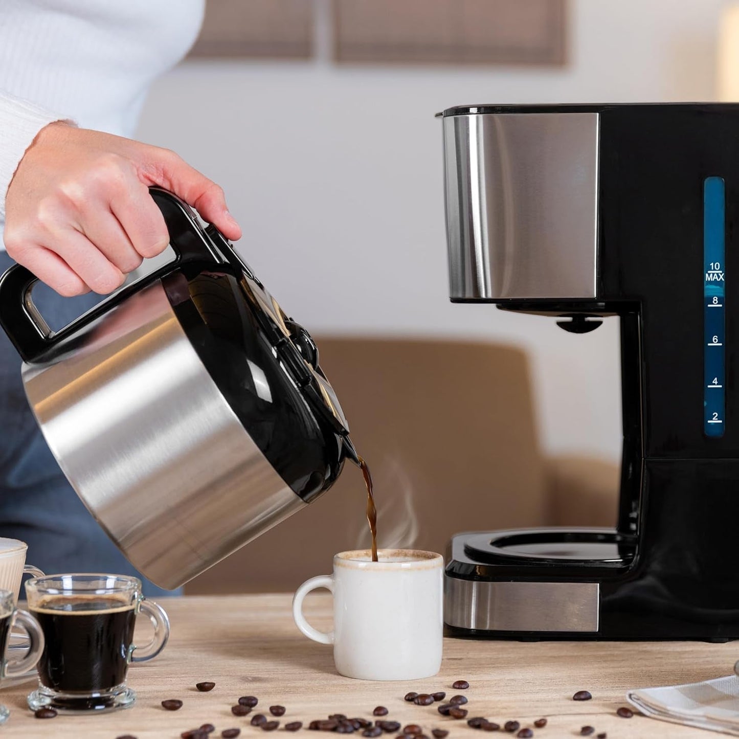 Caffettiera a goccia Cecotec Coffee 66 Drop & Thermo, 950 W, 1,2 L, 10 tazze, tecnologia ExtremeAroma, funzione antigoccia, indicatore del livello dell'acqua, filtro principale riutilizzabile, protezione dal surriscaldamento