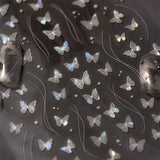 2 Blätter Schmetterling Nagelsticker Selbstklebend,Muschel Glitzer Nail Art Farfalla Adesivo per unghie Lila Grau Schmetterlinge Nagelaufkleber Relief Laser Farfalle Nagel Sticker Nageldesign Zubehör