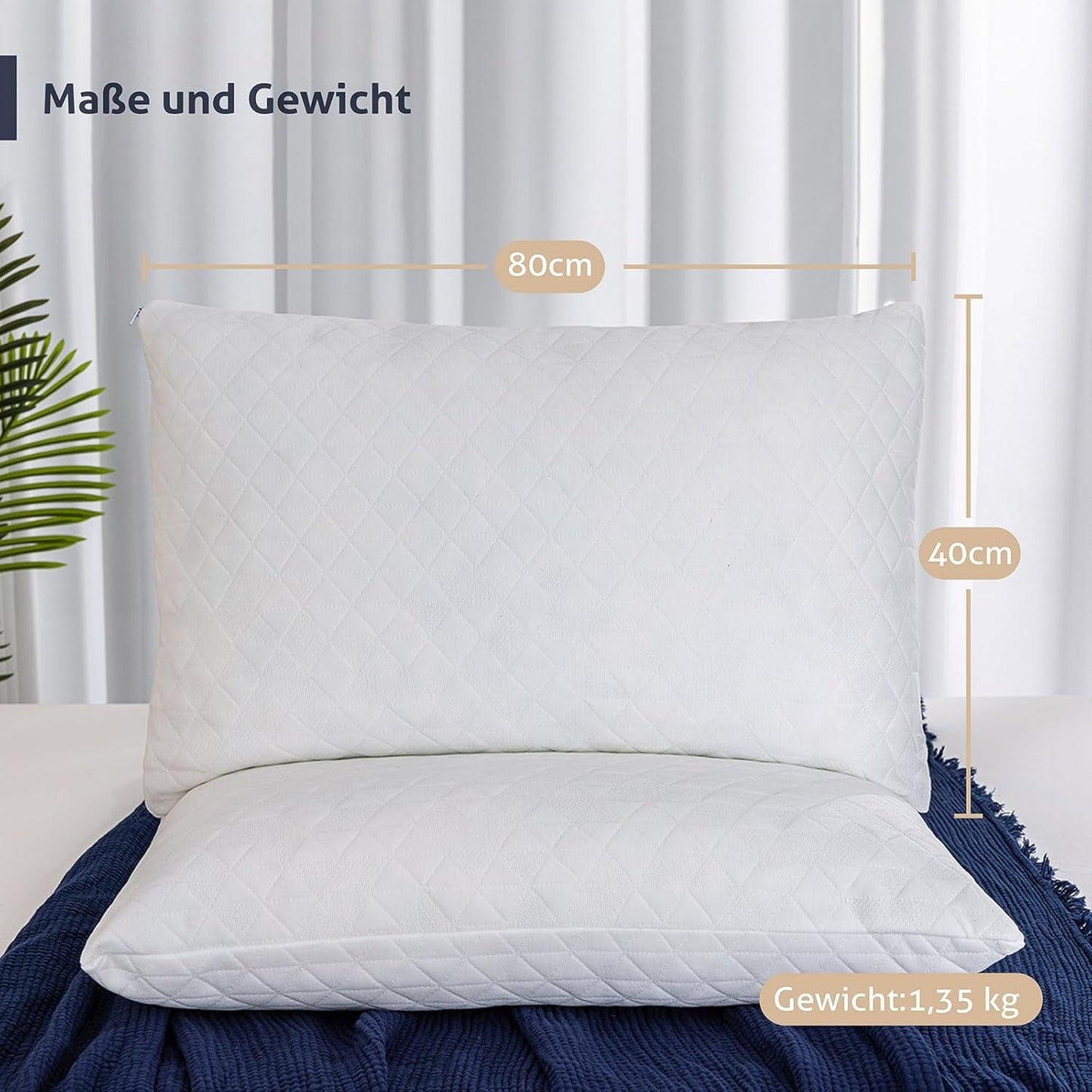 Cuscino in memory foam EGO HOME 40x80 cm con memory foam triturato - Cuscino di supporto per il collo traspirante ed ergonomico per chi dorme sul fianco, sulla schiena o sulla pancia - Certificato Oeko-Tex - Fodera lavabile