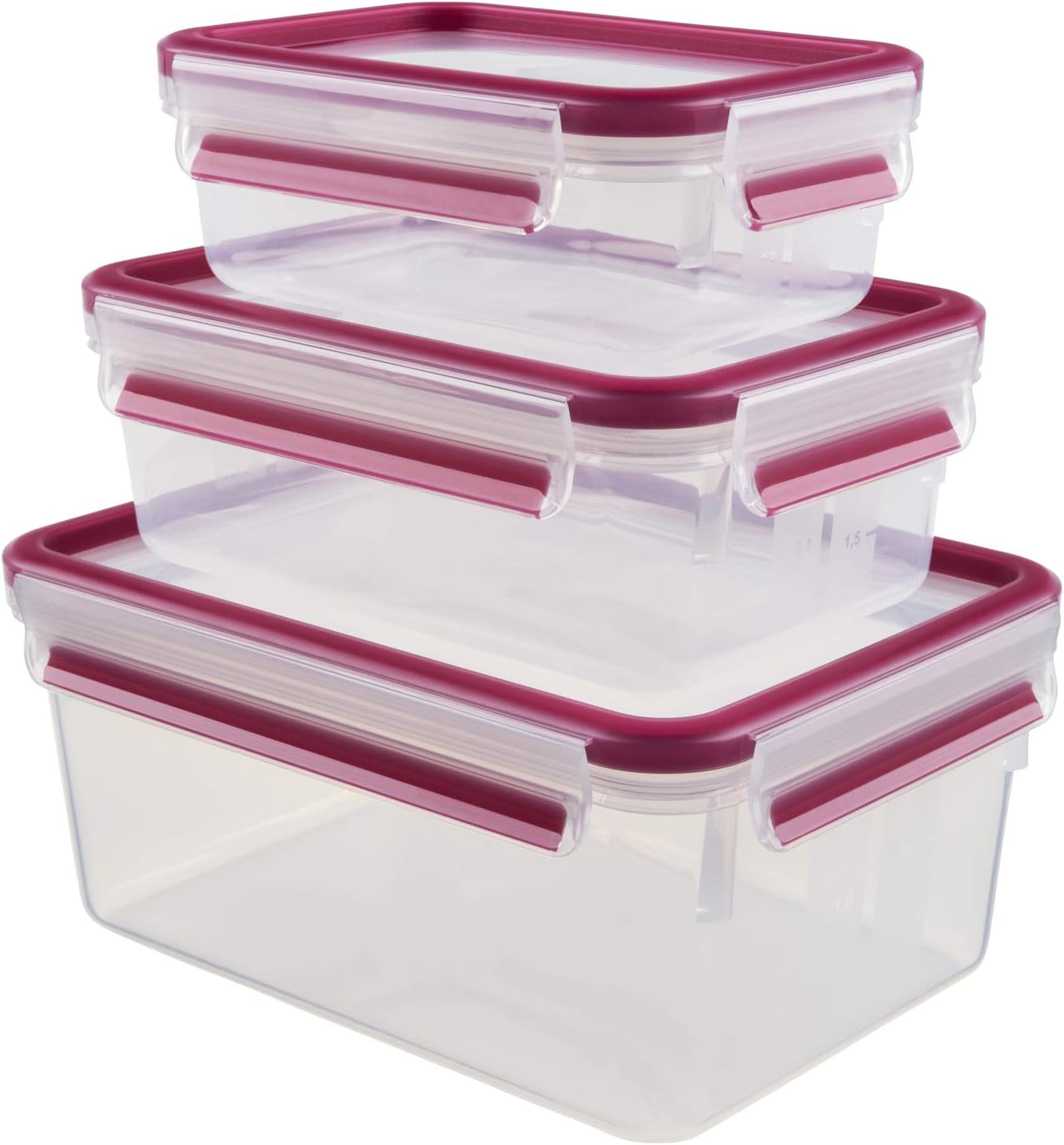 Emsa 515585 Clip per alimenti e chiusura | Set da 3 pezzi | plastica | trasparente/verde | 0,55 / 1 / 2,2 litri Contenitori per alimenti Naty Shop Lampone 0,55 L+1,00 L+ 2,20 L