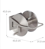 Relaxdays Avvolgitubo in Acciaio Inox, Avvolgitubo Vuoto, Montaggio a Pavimento e a Parete, per Tubo da Giardino da 40 m, Avvolgitubo, Argento, 43,5 x 43,5 x 31,5 cm