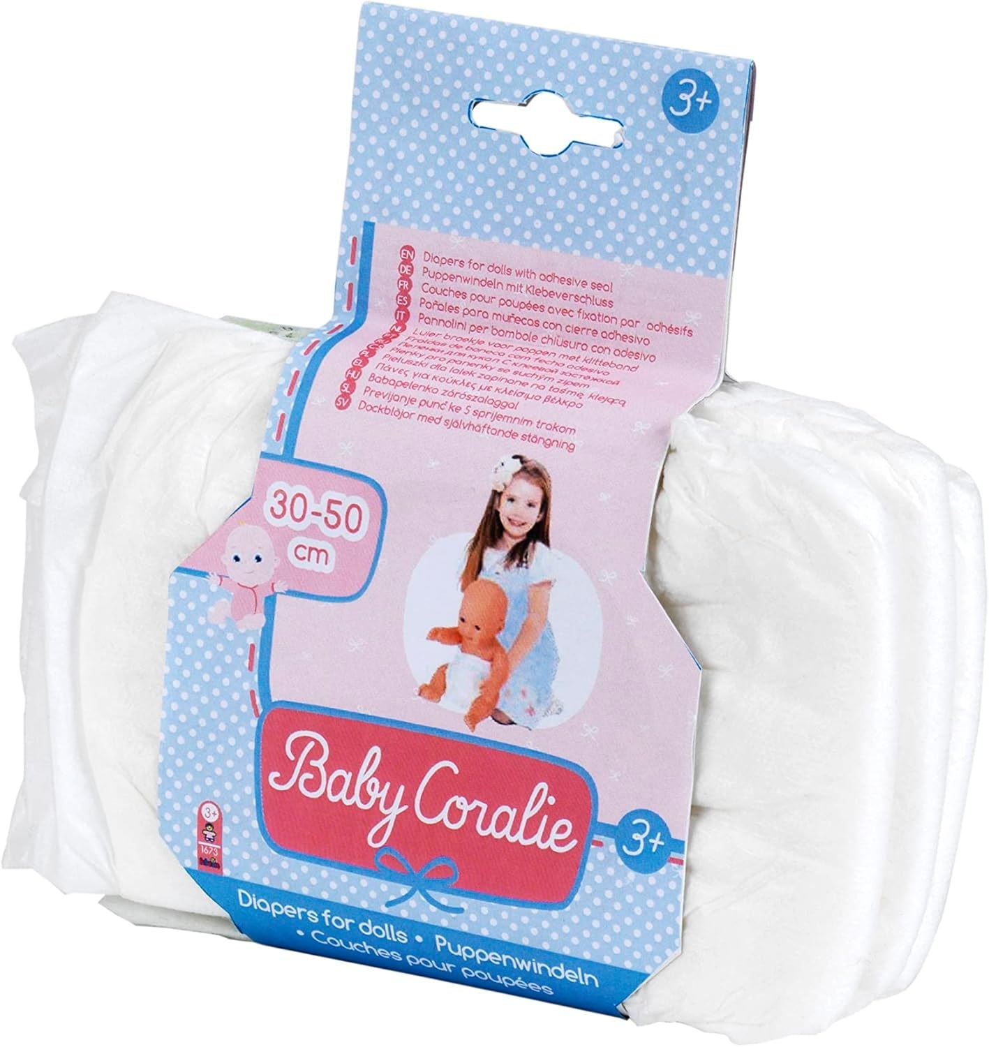 Pannolini Theo Klein 1673 Baby Coralie | Per bambole da 30 a 50 cm | Tre pannolini con velcro | Giocattolo per bambini dai 3 anni in su