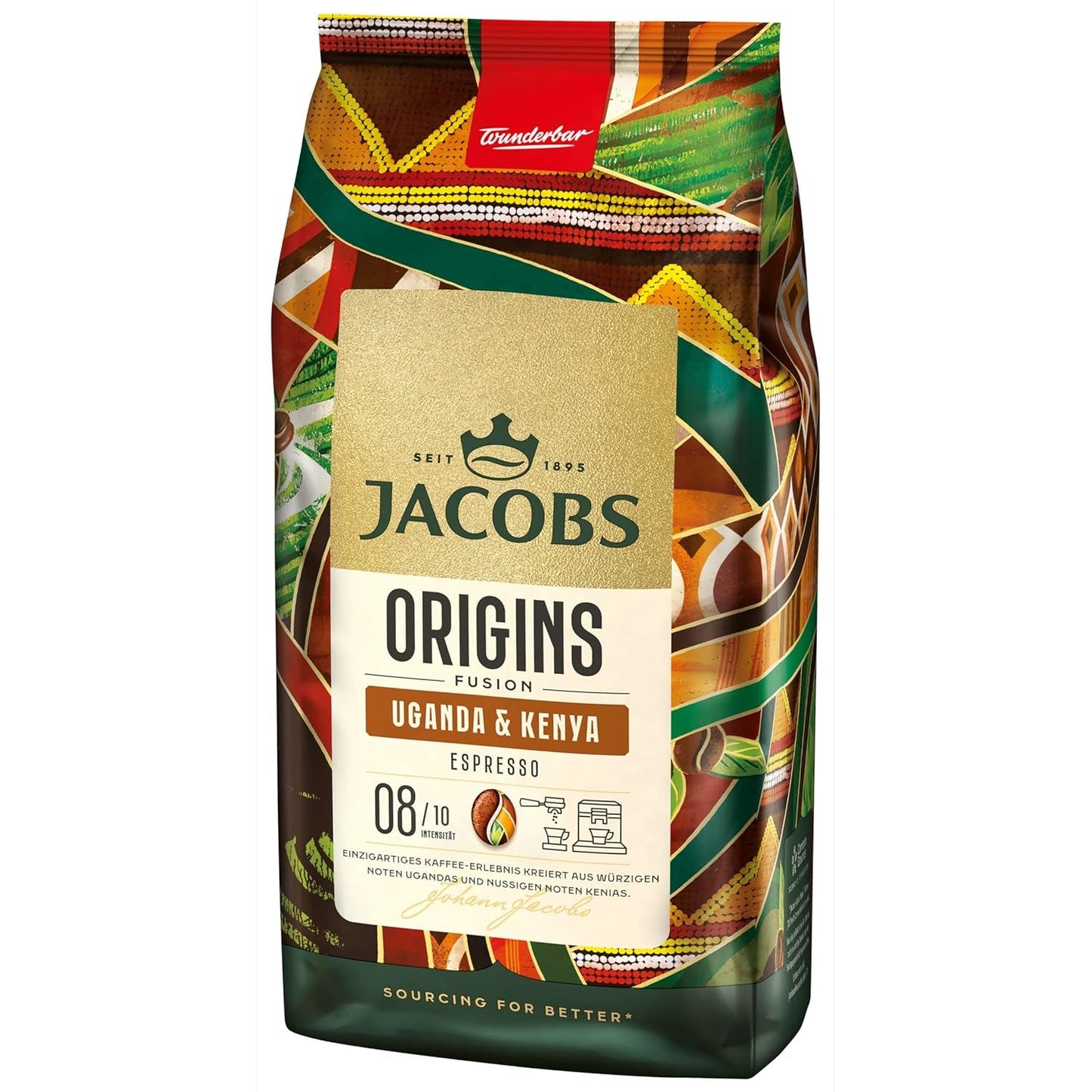 Jacobs Origins Caffè in grani Uganda e Kenya, espresso corposo con una nota speziata, forza 8/10, caffè in grani interi, 1 kg