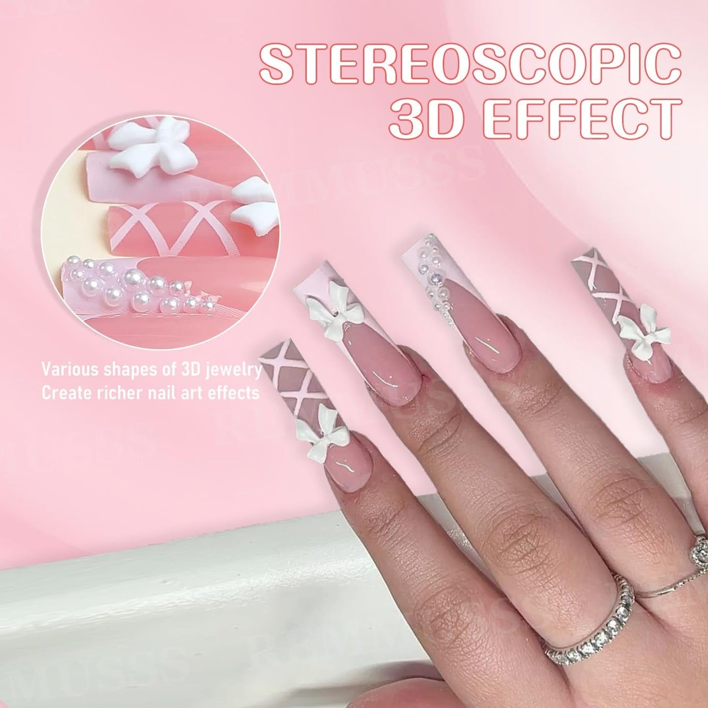 Decorazioni per nail art 3D, 1 scatola di ciondoli per nail art, ciondoli per nail art con fiore e cuore in stile misto, decorazioni in resina per nail art, per decorazioni per nail art, accessori artigianali fai da te