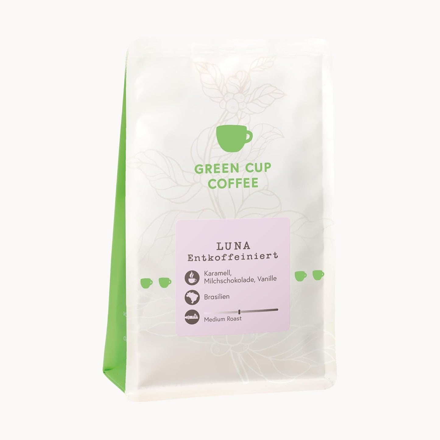 Caffè - Luna I 100% Arabica - Decaffeinato I Caffè in grani 250g I Ideale per Moka, portafiltro, macchina da caffè automatica, caffè preparato e French press ai gusti dolce e cioccolato I Tostatura media