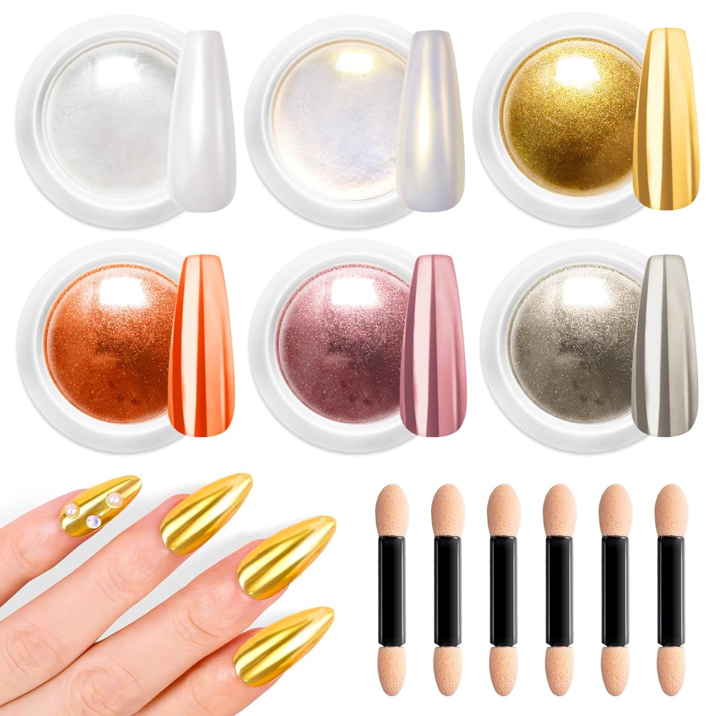 BISHENGYF Polvere per unghie cromata oro rosaNeue Upgrade Grosse Kapazitä Chrom PulverSuper-Spiegeleffekt Metall Mirror Chrome Powder –Neon Glassy Pearl Effect Glitter Nagelkunst Pulver Für DIY Salon