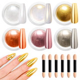 BISHENGYF Polvere per unghie cromata oro rosaNeue Upgrade Grosse Kapazitä Chrom PulverSuper-Spiegeleffekt Metall Mirror Chrome Powder –Neon Glassy Pearl Effect Glitter Nagelkunst Pulver Für DIY Salon