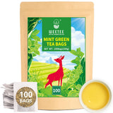 Bustine di tè verde WEETEE, bustine di tè verde da 100 pezzi, tè verde puro, super antiossidante | Bustine richiudibili | Preparazione calda o fredda