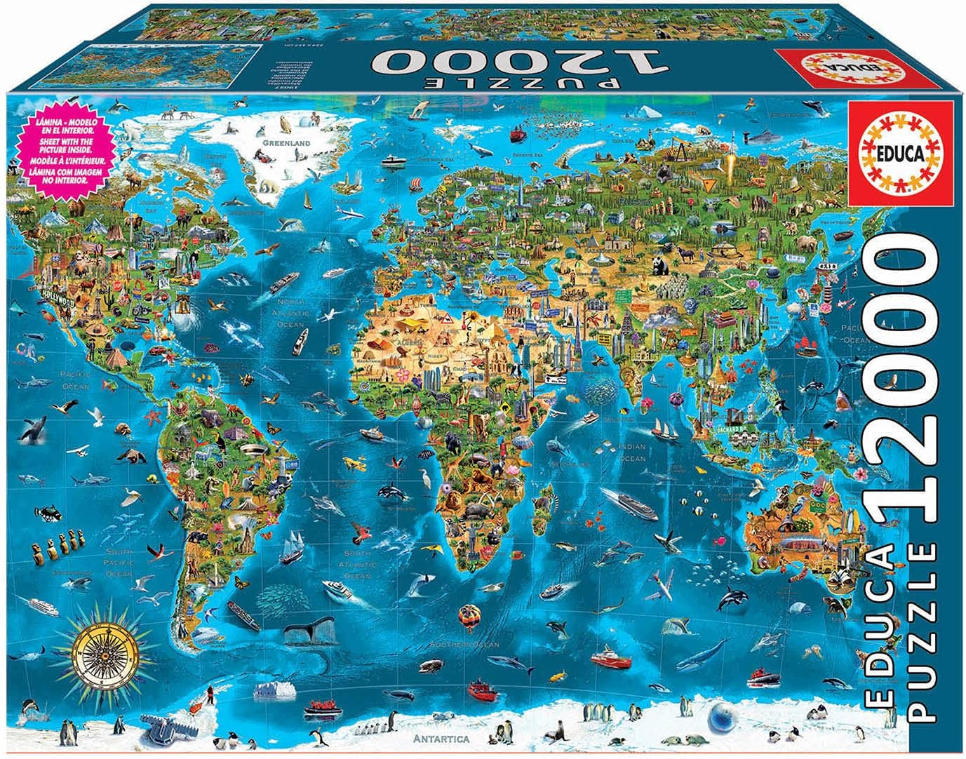 Educa - Meraviglia del mondo, puzzle 12000 pezzi per adulti e bambini dai 14 anni, mappa del mondo (19057) Puzzle Naty Shop Titolo predefinito