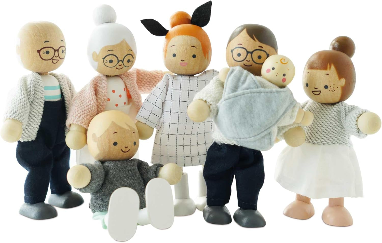 - La mia famiglia con 4 pupazzi – Holz, Stoff – P053