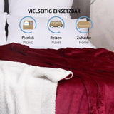 Komfortec accogliente coperta 150X200 Cm, soffice coperta in pile certificata Oeko-Tex, calda coperta sherpa per il divano, coperta spessa per il divano, Letti e coperte bordeaux Besuche den Komfortec-Store
