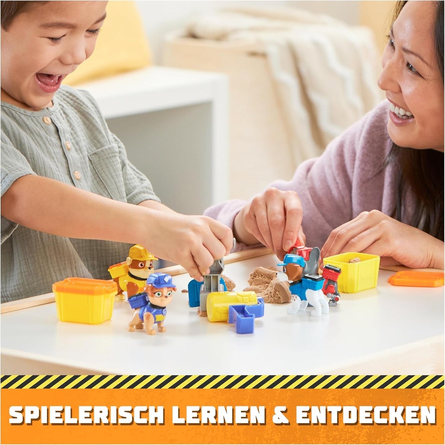 Rubble & Crew - Set di action figure Rubble & Mix, 2 giocattoli da costruzione e sabbia da costruzione cinetica da 85G, giocattolo adatto per bambini dai 3 anni in su Action Figure Naty Shop