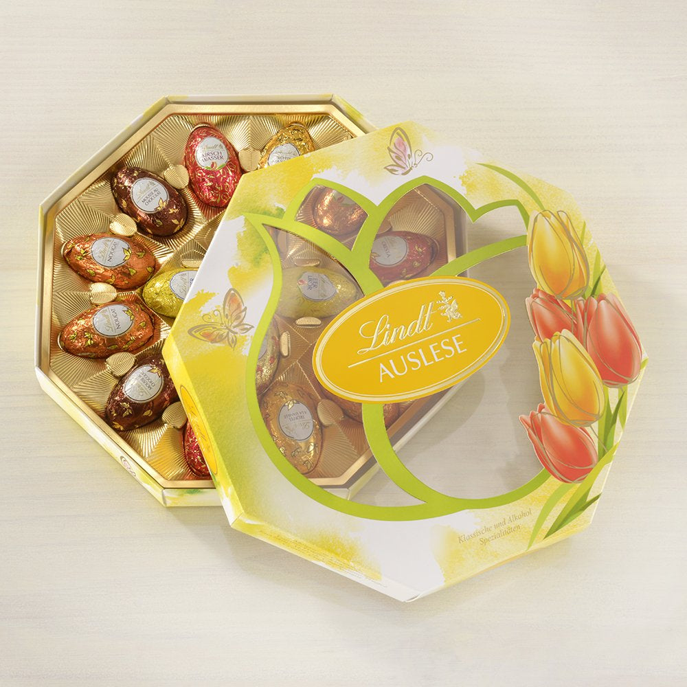 Selezione di uova di cioccolato | 288 g| 2 x Uova crestate e tartufi al cioccolato | 3 x 90 g | I migliori tartufi Marc de Champagne al cioccolato bianco | Cioccolato pasquale | Dono di cioccolato