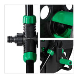 Relaxdays Avvolgitubo, Avvolgitubo Vuoto per Acqua, Tubo da Giardino da 30 m 1/2", Altezza-Larghezza 39 x 43 x 30 cm, Nero-Verde