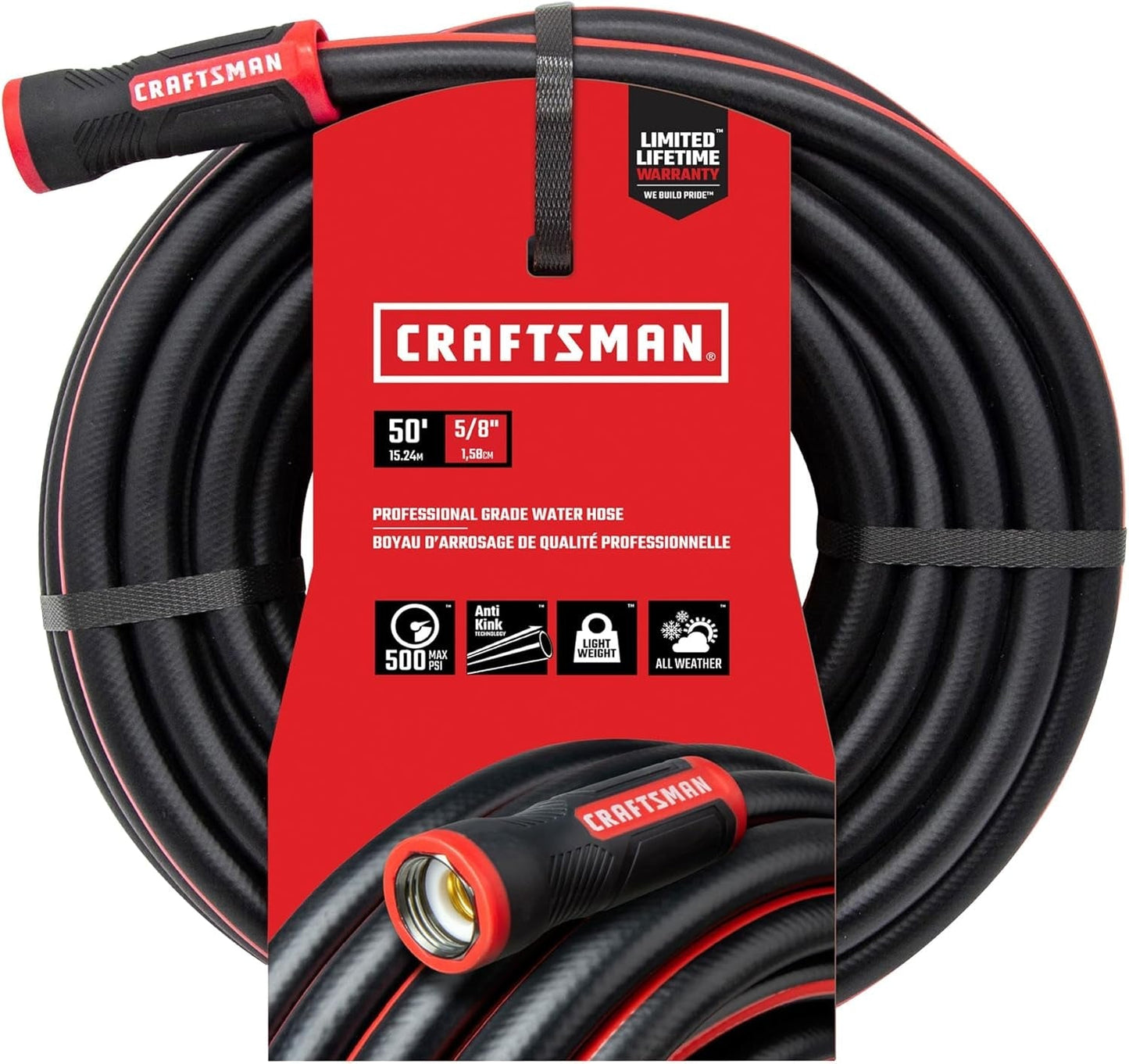Tubo dell'acqua resistente, tubo flessibile, tubo da giardino, diametro 1,6 cm x lunghezza 15,2 m
