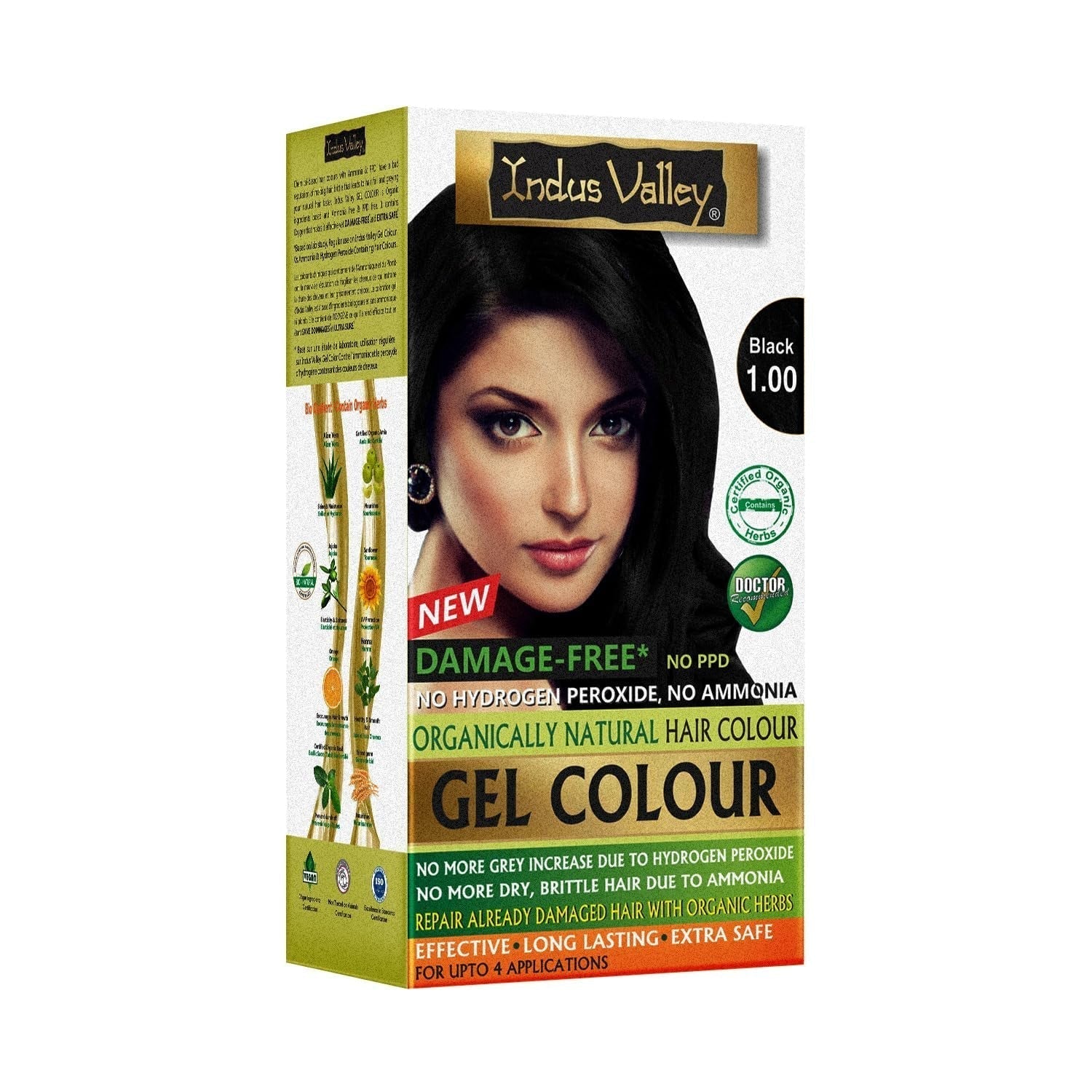 Colorazione per capelli in gel naturale senza danni della Valle dell'Indo | Senza ammoniaca, vegano e cruelty free | Fino al 100% di copertura dei capelli bianchi, risultati duraturi | Castano chiaro 5.0 (20 grammi + 200 ml) Tintura per capelli Naty Shop Nero