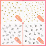 400 Pezzi Oro Argento Stern Nail Charms Nägel, 3D Metall Star Nagelkunst Dekorations, Star Nail Design Gemischt Größe Form Nägel Zubehör