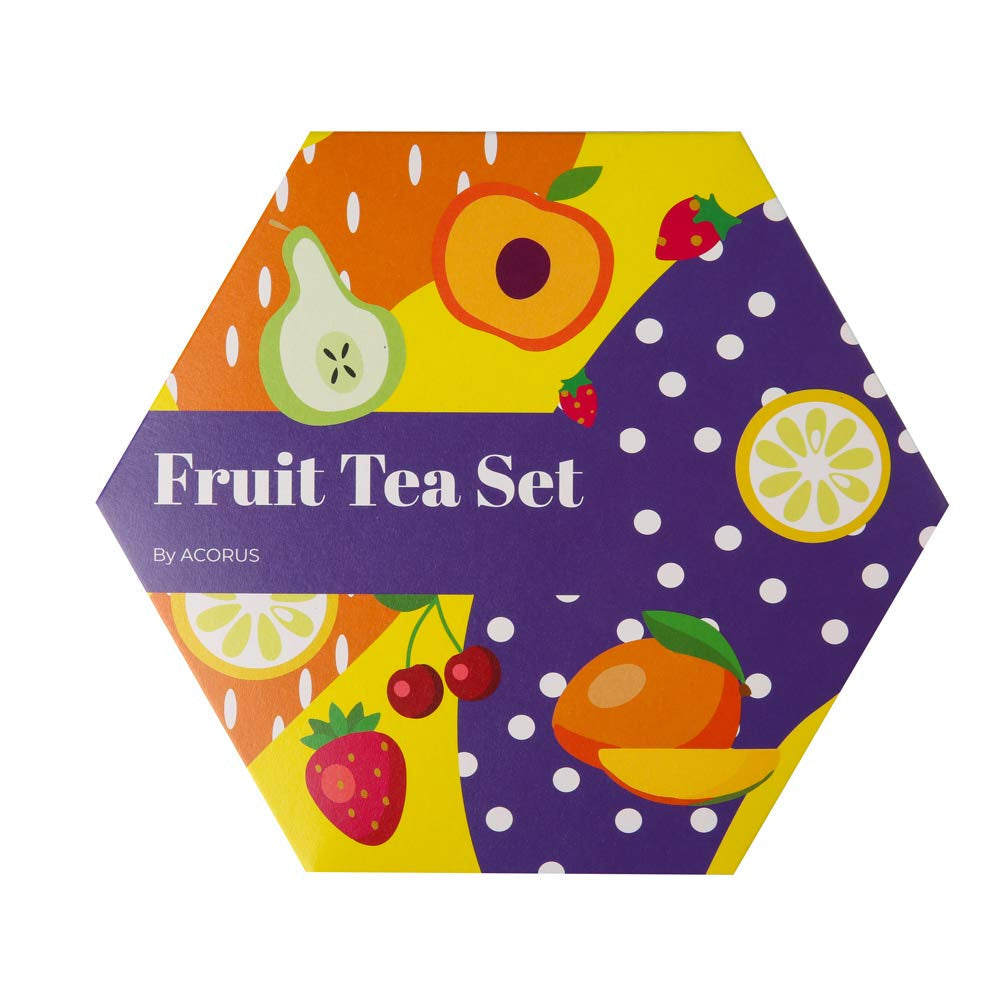 ACORO | Set da tè alla frutta di lusso | Set regalo con tè naturali in 6 gusti | Tisane, infusi alla frutta | Assortimento di tè | Scatola da tè con 60 bustine di tè