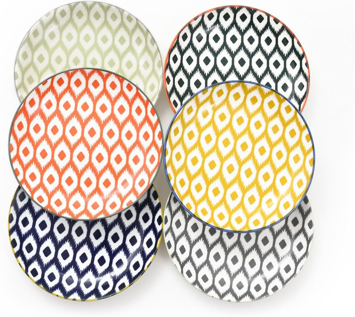 Piatti per torta, set da 6; piattini da dessert (15 cm); Piatti da insalata in porcellana; piatti colorati per la colazione; mini piatti per pasta, frutta, pane