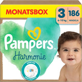 Pannolini Pampers Harmony taglia 1, 180 pannolini, 2kg-5kg, protezione delicata della pelle con protezione Pampers al 100%