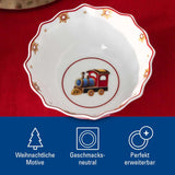 Villeroy & Boch - Toy's Delight Set Colazione per 2, Design Locomotiva, 6 Pezzi, Colorato, Natale, Servizio Piatti con Piatti, Tazze e Scodelle per la Colazione, Stoviglie Natalizia, Porcellana Premium