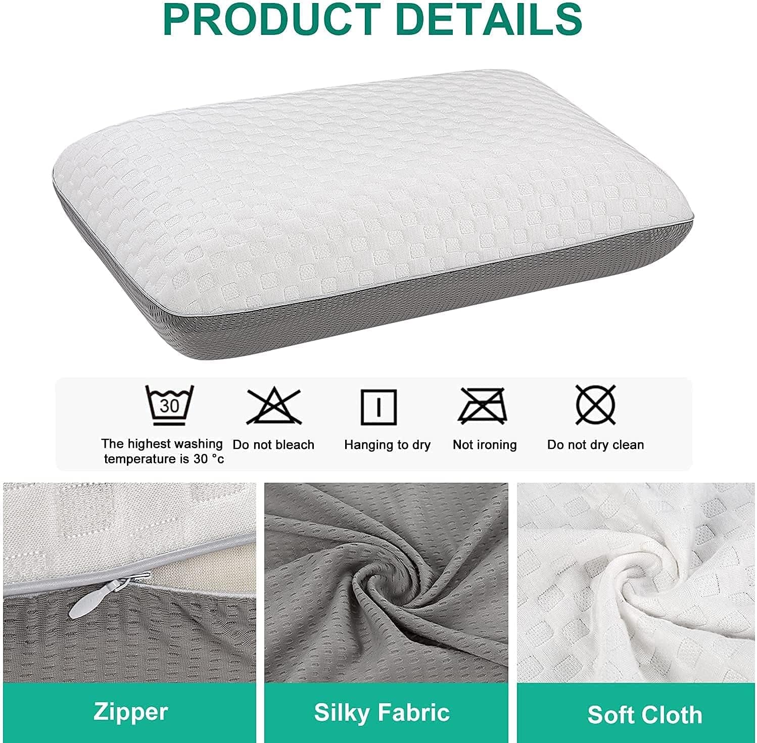 Fityou Memory Foam Pillow Neck Support Pillow Ergonomic Sleeping Pillow Cooling Pillow Double Sided Design Washable Pillow Cover (67.5X40X13Cm) Cervical Orthopedic Pillows Naty Shop