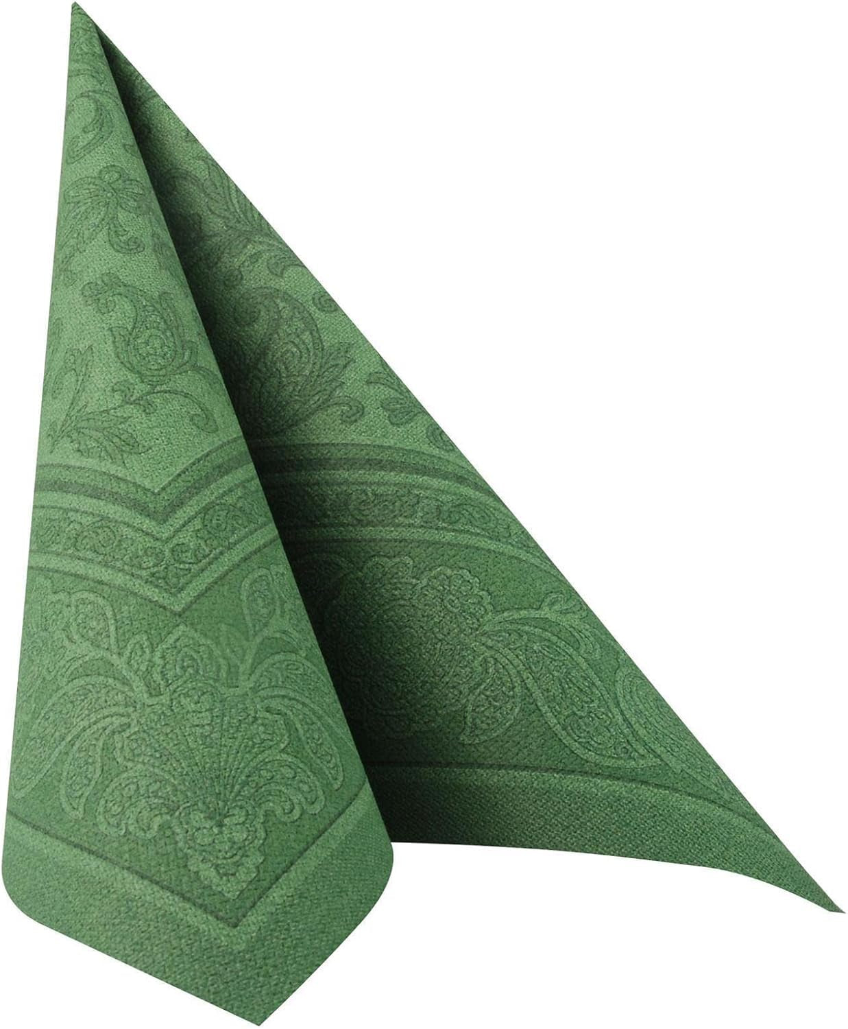 50 tovaglioli "ROYAL Collection" piega 1/4 40 Cm X 40 Cm verde scuro "Ornamenti"