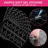 Alyvisun Punte per Unghie Balletto, 500 Punte per Unghie Acriliche a Copertura Completa con Set di 240 Adesivi per Unghie, 10 Dimensioni Punte per Unghie in Gel Trasparente Punte per Unghie in Gel Morbido Punte per Unghie Ballerina