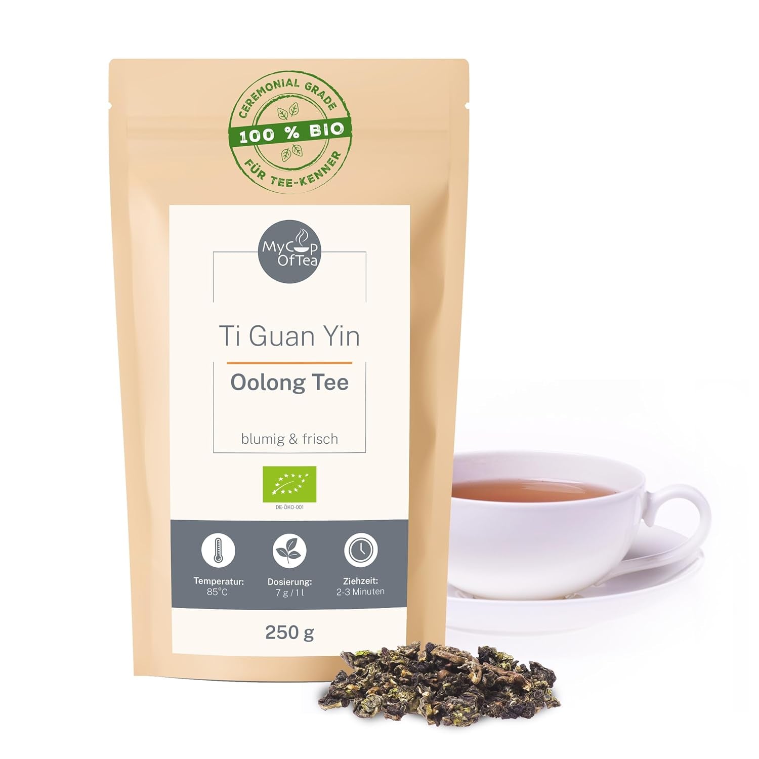 Ti Guan Yin Bio Oolong Tea 100g - Tè Oolong biologico di alta qualità dalla Cina - Wu Long (grado cerimoniale) - Per amanti e intenditori del tè - Mycupoftea