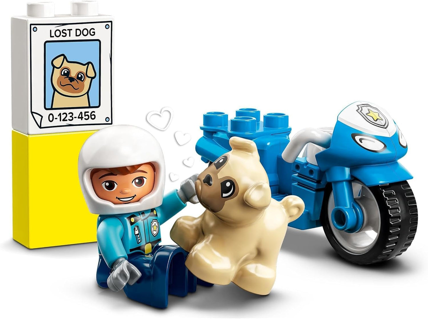 LEGO 10967 Motocicletta della polizia DUPLO, Giocattolo della polizia per bambini dai 2 anni, Giocattolo ideale per le capacità motorie dei neonati, Motocicletta giocattolo Set di costruzione Besuche den LEGO-Store