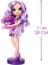 Bambola Alta Moda Arcobaleno con Slime e Animale Domestico - Viola - 28 cm Bambola Glitter con Slime Glitter, Animale Domestico Magico e Accessori Moda - Giocattolo per Bambini - Ideale per 4-12 Anni