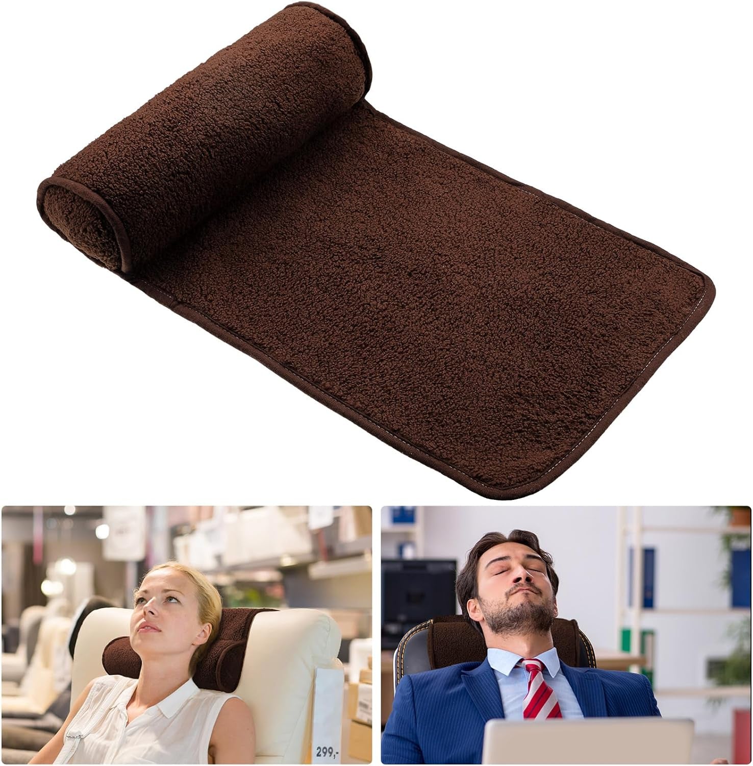 Cuscino per il collo per chaise lounge Cuscino per la testa in peluche Cuscino regolabile per il collo Cuscino per il collo del divano in pile antiscivolo per la casa da viaggio Chaise lounge Divano Poltrona (Nero)