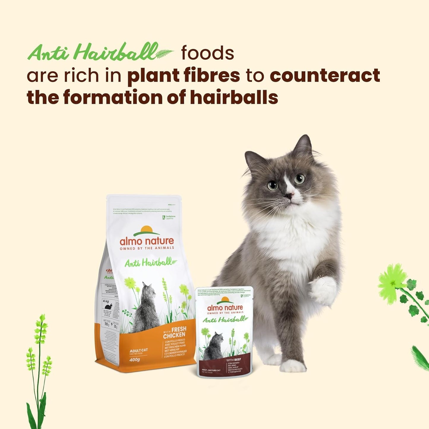 Almo Nature Functional - Anti-boli di pelo - Alimento umido per gatti adulti e maturi - con cuccioli - Combatte la formazione dei boli di pelo - 70 g (confezione da 30)