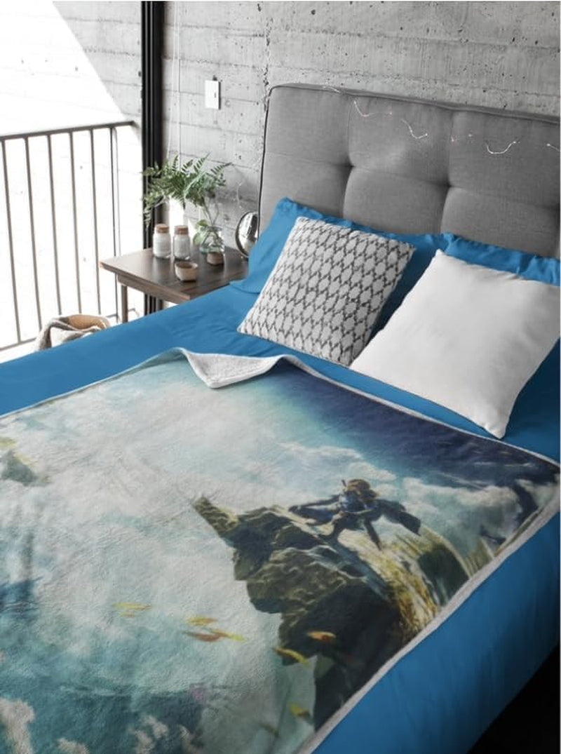 Coperta Zelda Sherpa - Sky Totk - 100 X 150 cm - Prodotto con licenza ufficiale, Verde, Letti e coperte Twin HÔMADICT