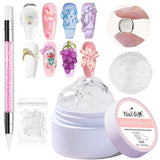 NAILGIL Smalto per unghie gel solido, Colla per unghie gel solido, Scultura per nail art 3D con set di strumenti, Salone per la casa fai-da-te, Trasparente 15G