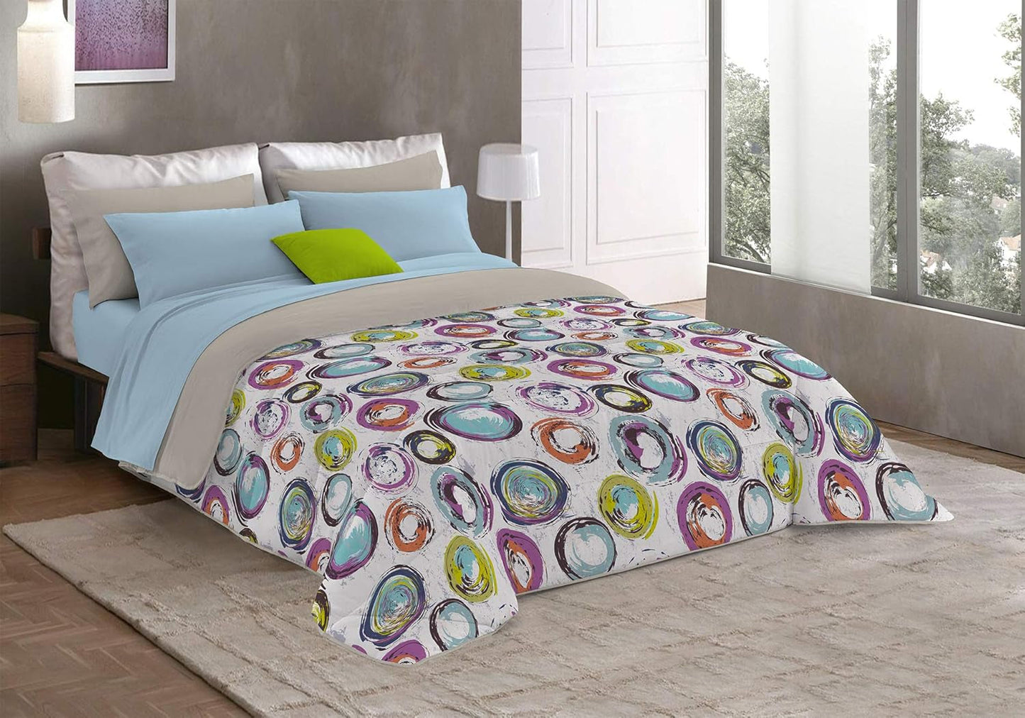 Fantasy T-Fa-Hypnotic-1P Trapunta invernale, Microfibra, Hypnotic, 170X260Cm Trapunte e Trapunte Naty Shop Cerchi Astratti 260X260 Cm