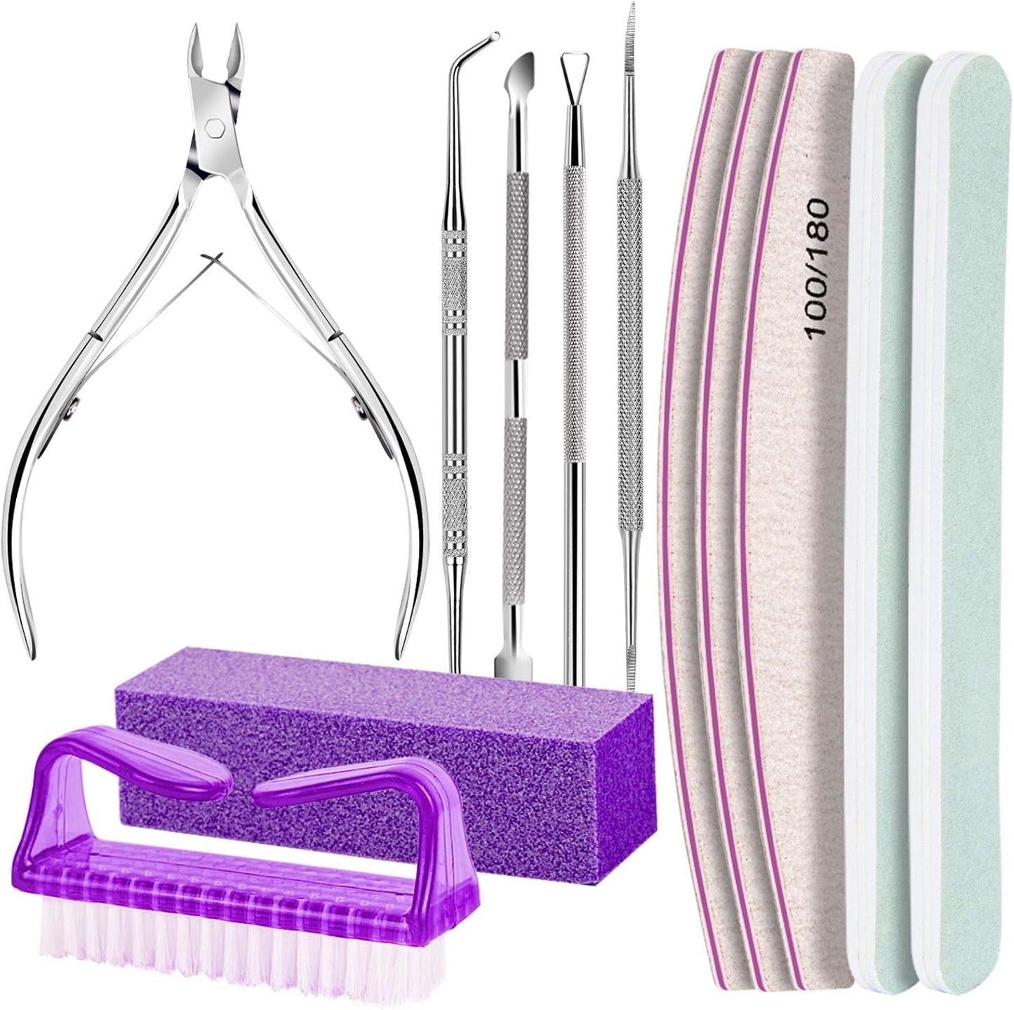 FANDAMEI Set manicure, Buffer Für Nägel, Nagelfeile 100/180, Nagelfeilen Für Gelnägel, Nagelhautschieber, Buffer Für Gelnägel, Feilen Für Gelnägel, Nagelzange, Nagelfeilen Set, Maniküre & Pedicure Set