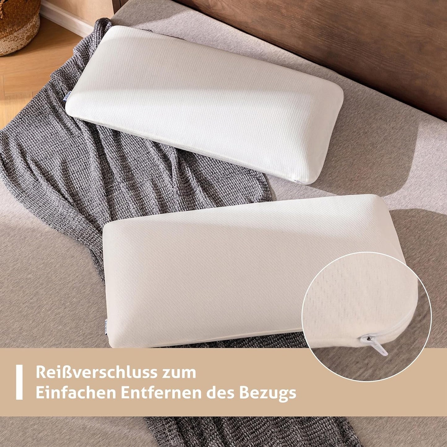 EGO HOME Cuscino Memory Foam Morbido Cuscino ergonomico per chi dorme sulla schiena Cuscino per il supporto del collo per chi dorme sul fianco Con fodera traspirante e lavabile, Certificato Oeko-Tex, Cuscino per il collo 75X35Cm Perne standard Naty Shop