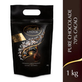 Palline di cioccolato extra fondente Lindt LINDOR e palline di cioccolato con crema alla fragola LINDOR | Busta richiudibile da 1 kg | ca. 80 palline di cioccolato bianco con crema alla fragola