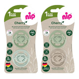 nip - Verde Ciliegia | 0-6 mesi | Confezione da 4 | Suzeta per bebeluși, potenza per alaptare e per loro. Tessuto sostenibile, realizzato in materiale naturale, verde scuro/marrone