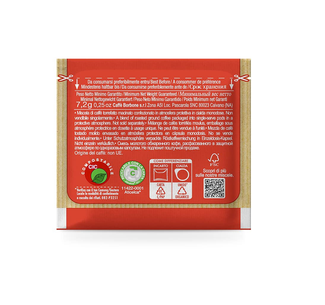 Caffè Borbone Tamponi Compostabili, Rote Kaffeemischung - 150 Tamponi - Compatibili con Sistema ESE Tamponi Carta 44 mm