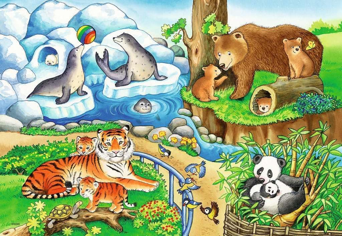 Ravensburger Puzzle per bambini - 07602 Animali allo Zoo - Puzzle per bambini dai 3 anni, con 2X12 pezzi Puzzle Naty Shop