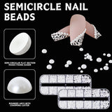 12 Größen Nail Art Perlen, Flache Perlen, Nail Art Accessori, Halbkreis Nagelperlen, Weiße Nail Charms Und Glitzersteine ​​​​Nägel Für Nail Art Design, DIY Basteln, Alltag, Hochzeit (2 Boxes)