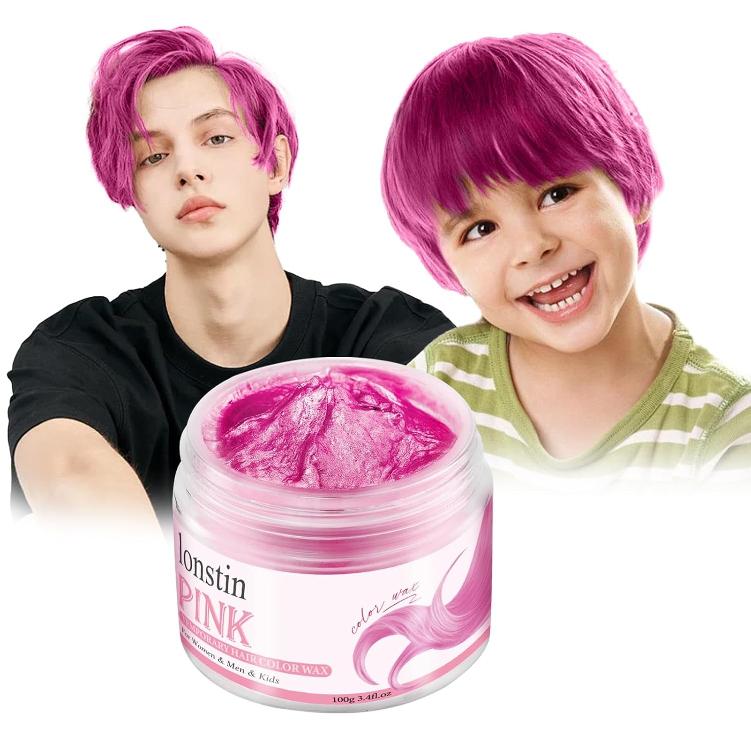 Tintura per capelli temporanea rosa lavabile Cera per capelli temporanea Acconciatura naturale Pomata Colorante Tintura per capelli lavabile per uomo Donna Festa Cosplay Halloween Natale Tintura per capelli Naty Shop Titolo predefinito