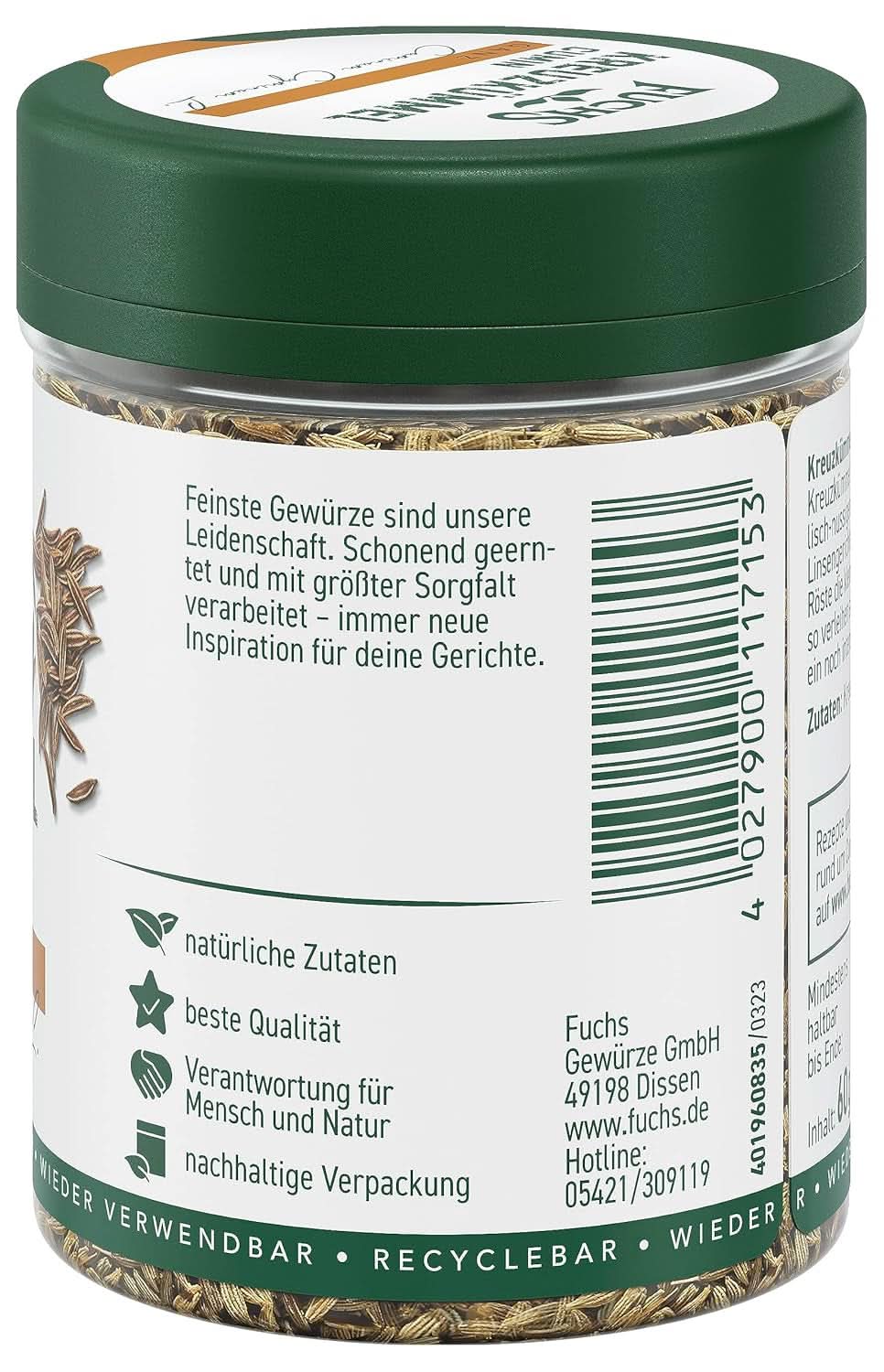 Fuchs - Cumino intero, 60 grammi Condimenti Naty Shop