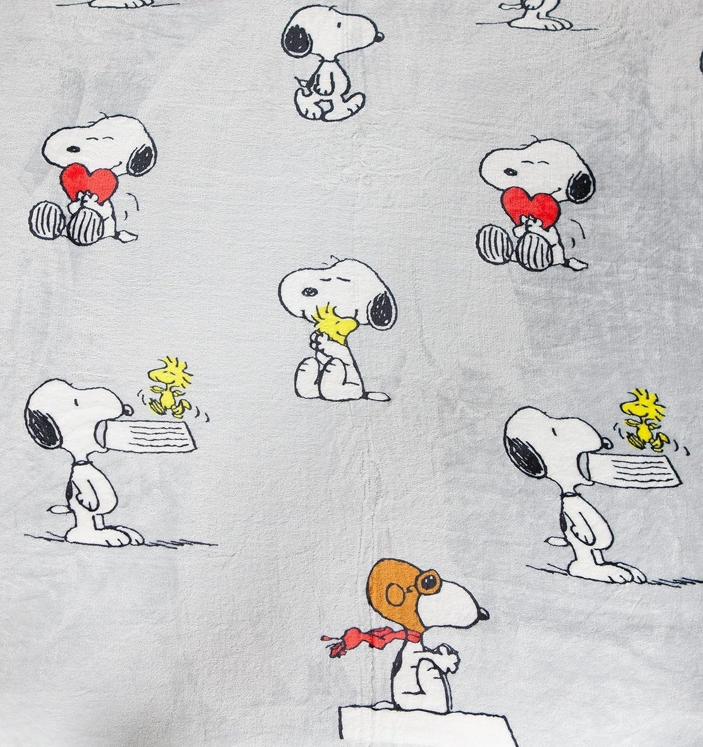 Kanguru Bed, copriletto, coperta in pile per letto matrimoniale, coperta in microfibra, Snoopy Peanuts GRIGIO, 230X230Cm, coperta estiva, copriletto per camera da letto Letti e coperte Besuche den Kanguru-Store