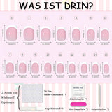 Unghie French Autoadesive Rosa Chiaro - 32 Pezzi Colla per Unghie French - Unghie Finte Corte Quadrate - Colla Traspirante su Unghie Artificiali - Unghie Finte a Copertura Completa per Donne (Rosa Chiaro)