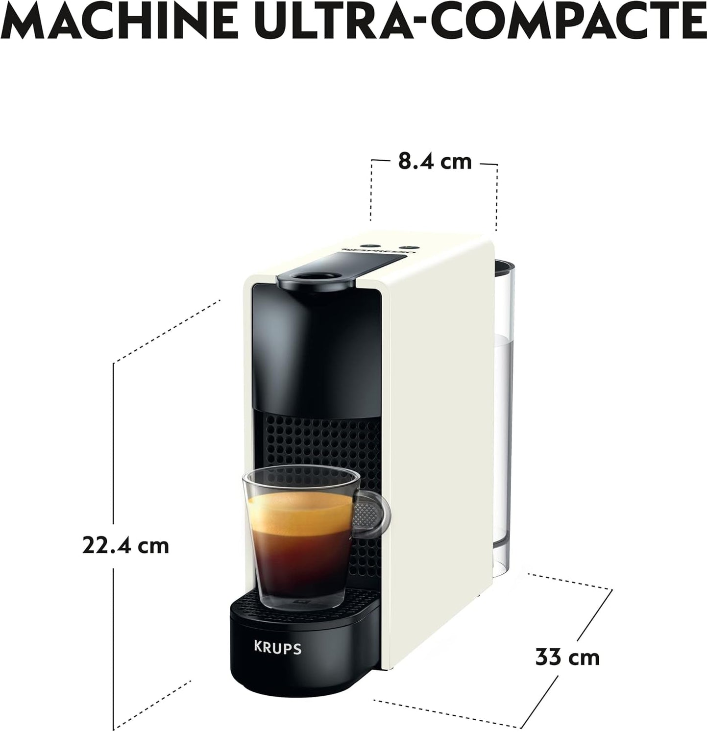 Krups Nespresso Essenza Mini Macchina per caffè espresso bianco puro Capsule per caffè Espresso Style Compact Espresso Barista YY2912FD